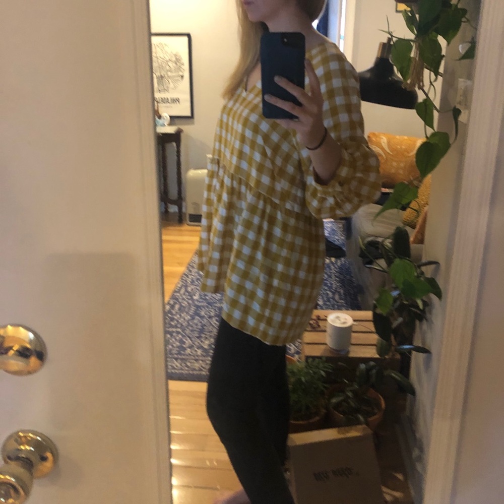 Maeve by Anthropologie yellow baby doll top